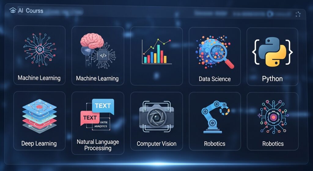 AI courses list machine learning data science