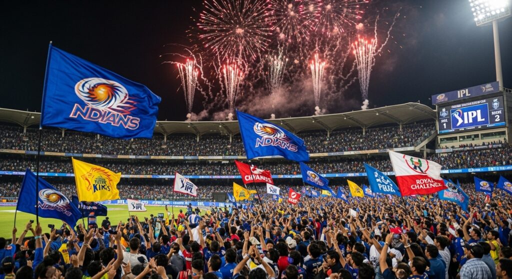 IPL fans cheering in stadium